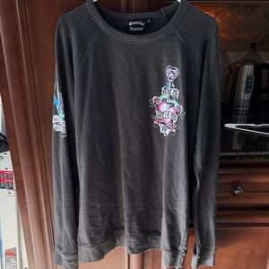 Beautiful Disaster 2X Dark Gray Graphic Crewneck Sweater